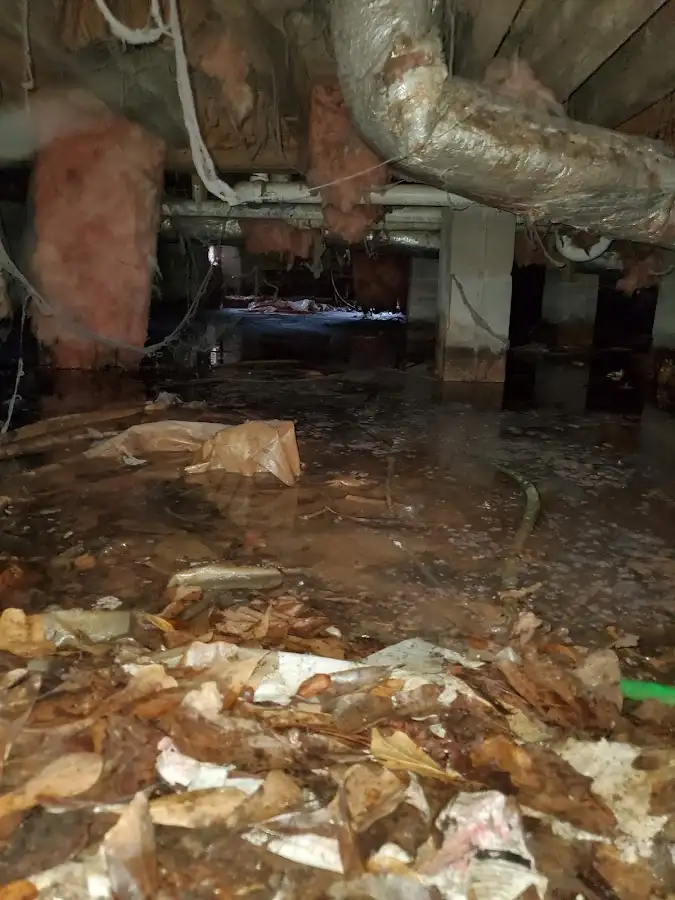 Crawl space flood assessment for Commercial Water Damage Restoration in La Porte